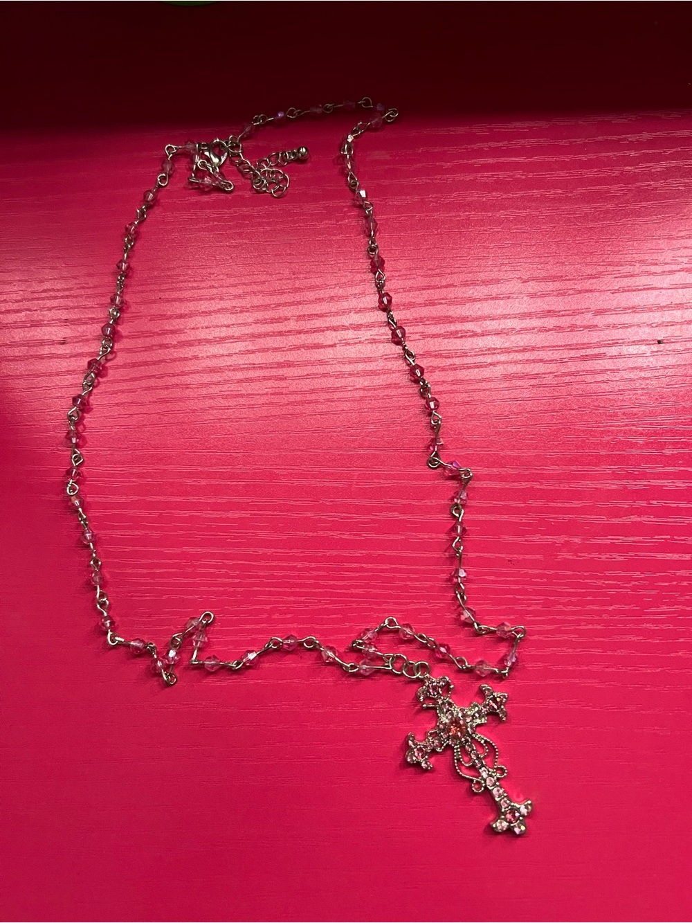 pink silver cross